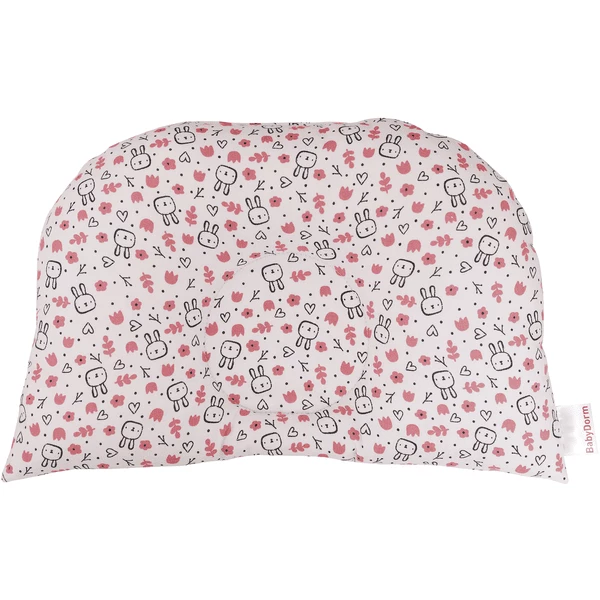 BabyDorm® Kinderwagenkissen BuggyDorm Hoppel Weiß Mit Kleinen Häschen